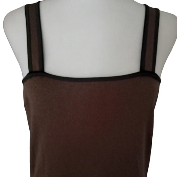 Ming Wang Knitwear Taupe Basic Tank Gray Black Trim Office Size Small NWT - Picture 2 of 6